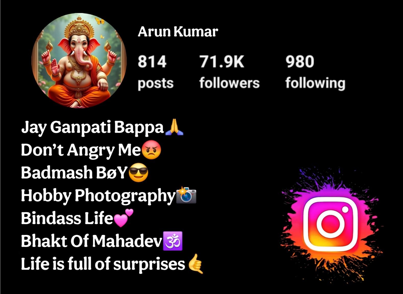 Ganpati Bappa Bio For Instagram
