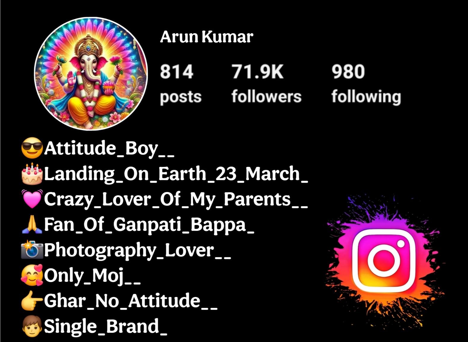 Ganpati Bappa Bio For Instagram
